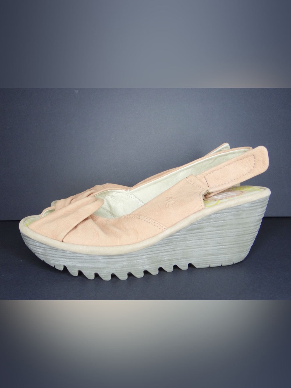 Women's FLY London Yakin Leather Slingback Wedge Sandals  38 / 7.5-8   $176
